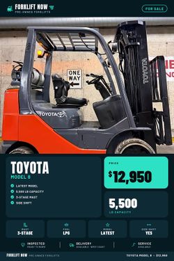 TOYOTA M8, latest model,5500 lb, 3 stage, side shift