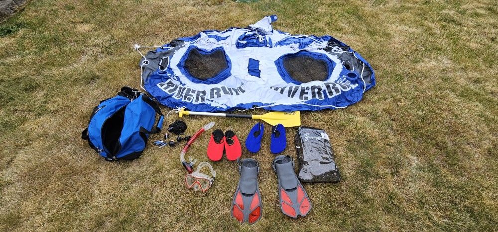 Two Person Float With Cooler & Snorkeling Gear