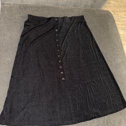 Black Mid Skirt Woman Boho