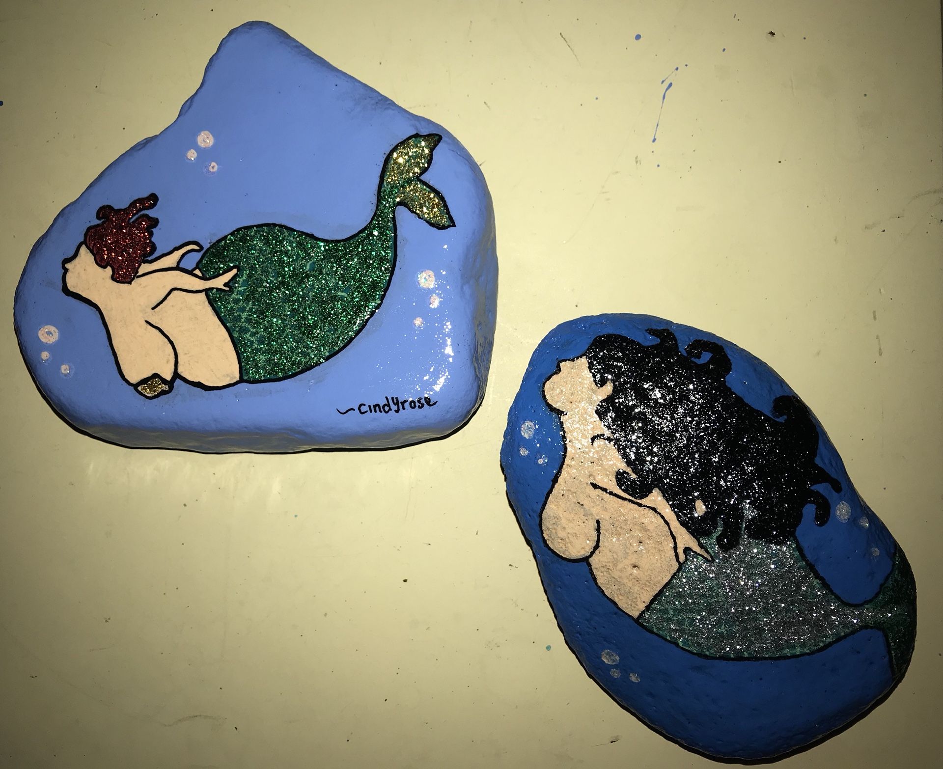 Chubby Mermaid Painted Rocks