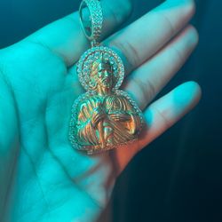 moissanite Diamond Gold Plated Jesus Pendant