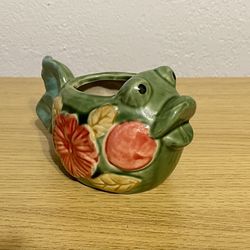 Small Vintage Pottery Fish Planter Pot. Hand Painted. Cactus Succulent Planter