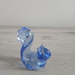 Vintage Art Glass Mini Squirrel Cobalt Blue Paperweight Figurine