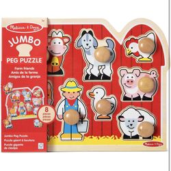 Brand New Melissa & Doug Farm Animals Jumbo Knob Puzzle