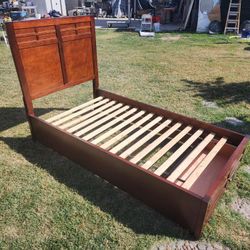 Twin Bed Frame with Single Drawer