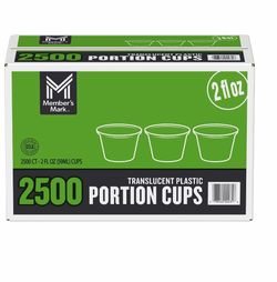 Members Mark Translucent 2 Fl. Oz. Portion Cups 2500 Count Brand New In Box