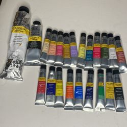 Winsor & Newton Galeria Paint set. 22 colors. 1/200ml Titanium White 1/60ml Ivory Black as is.   20/12ml colors. 