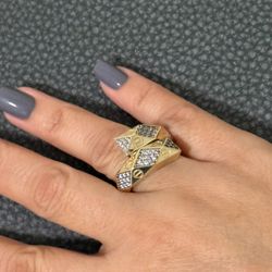 14K Yellow Gold Wedding Ring CUBIC ZIRCONIUM STONES 4.8Gr Size 8