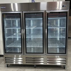 Polarman PLM-81RGS 81" Reach-In Refrigerator with Triple Glass Doors with LED Lighting, Bottom Mount, Stainless Steel, 72 cu. ft.