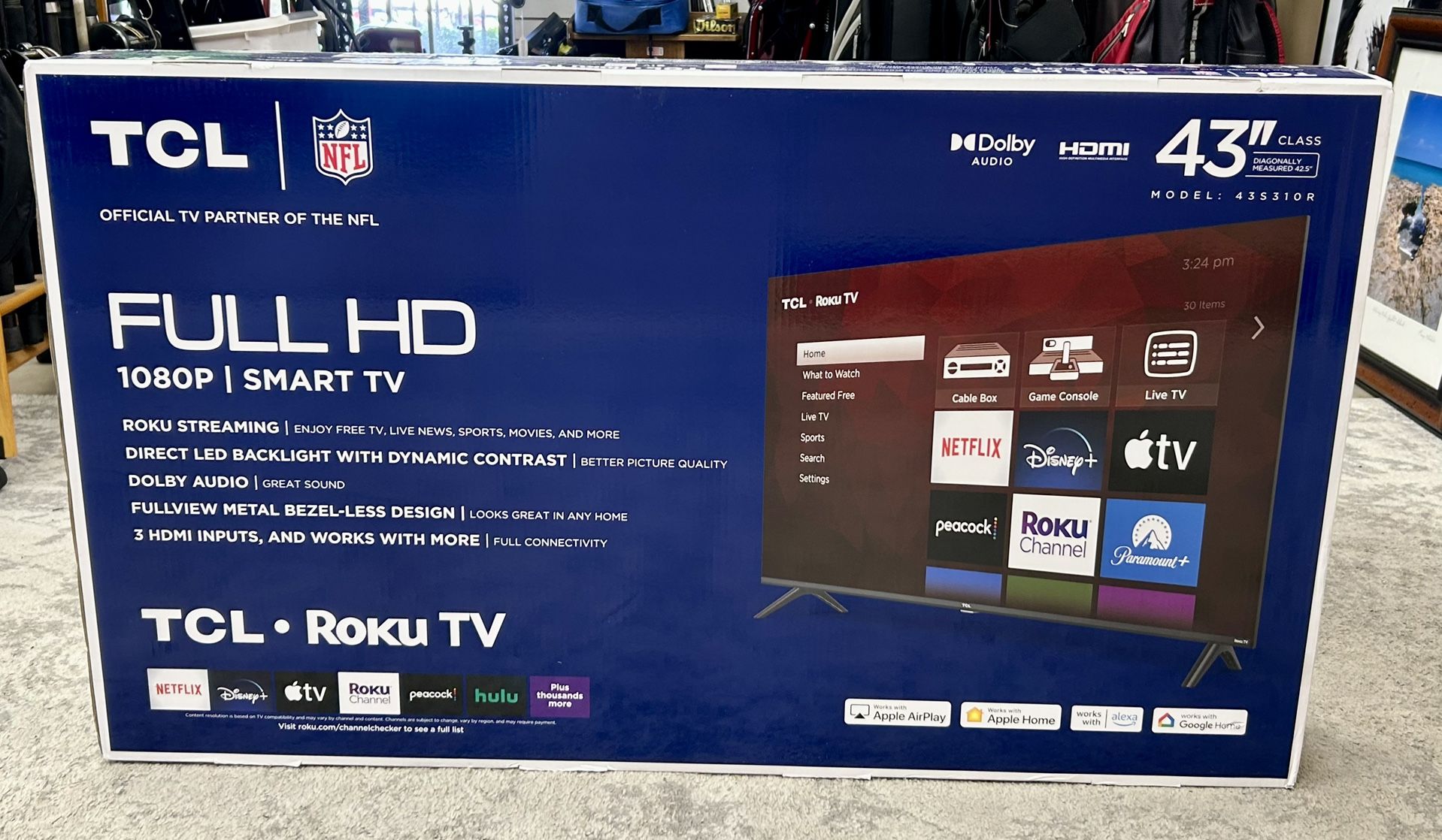 TCL 43-inch Class S3 1080p FHD LED Smart TV with Roku
