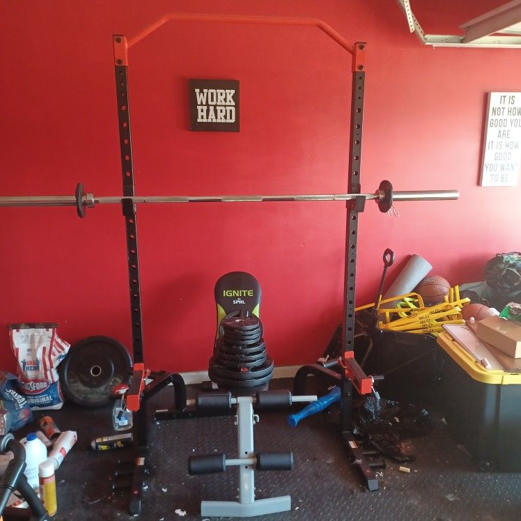 Weights, Power Rack, Bench, Bar