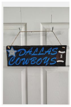 NFL 🏈 Dallas Cowboys 🏈 Blk/Blu Handcrafted Hanging Wooden Team Sign