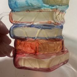BRAND NEW/3D Painted Book Stack Glass Coffee Mug,  