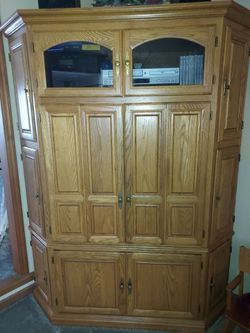 Amish oak corner entertainment center