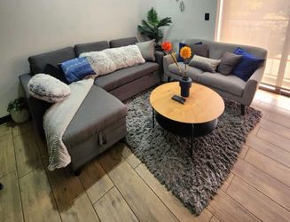 Gray Fabric Sectional Sofa with Chaise