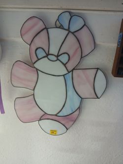 vintage stained glass teddy bear