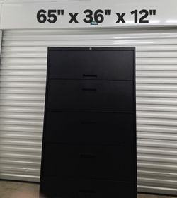 STEELCASE 36" inch Wide Black 5-Drawer Lateral File Cabiner w/ KEY Retail Price $1199, here $199