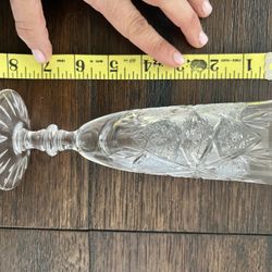 Set of 5 Vintage Cut Glass Champagne Flutes – Starburst Pattern – Crystal Style Stemware