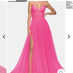 La Femme Neon Hot Pink Tulle Gown Size 0 