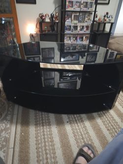 TV stand tempered glass black