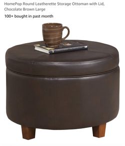 Round Leatherette Storage Ottoman