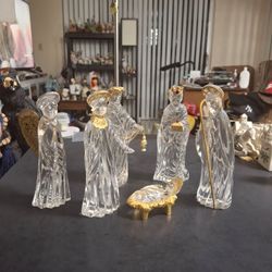 Gorham Crystal 24K Gold Plated 6 PC Nativity Set, Made In Germany -SEE DESCRIPTION