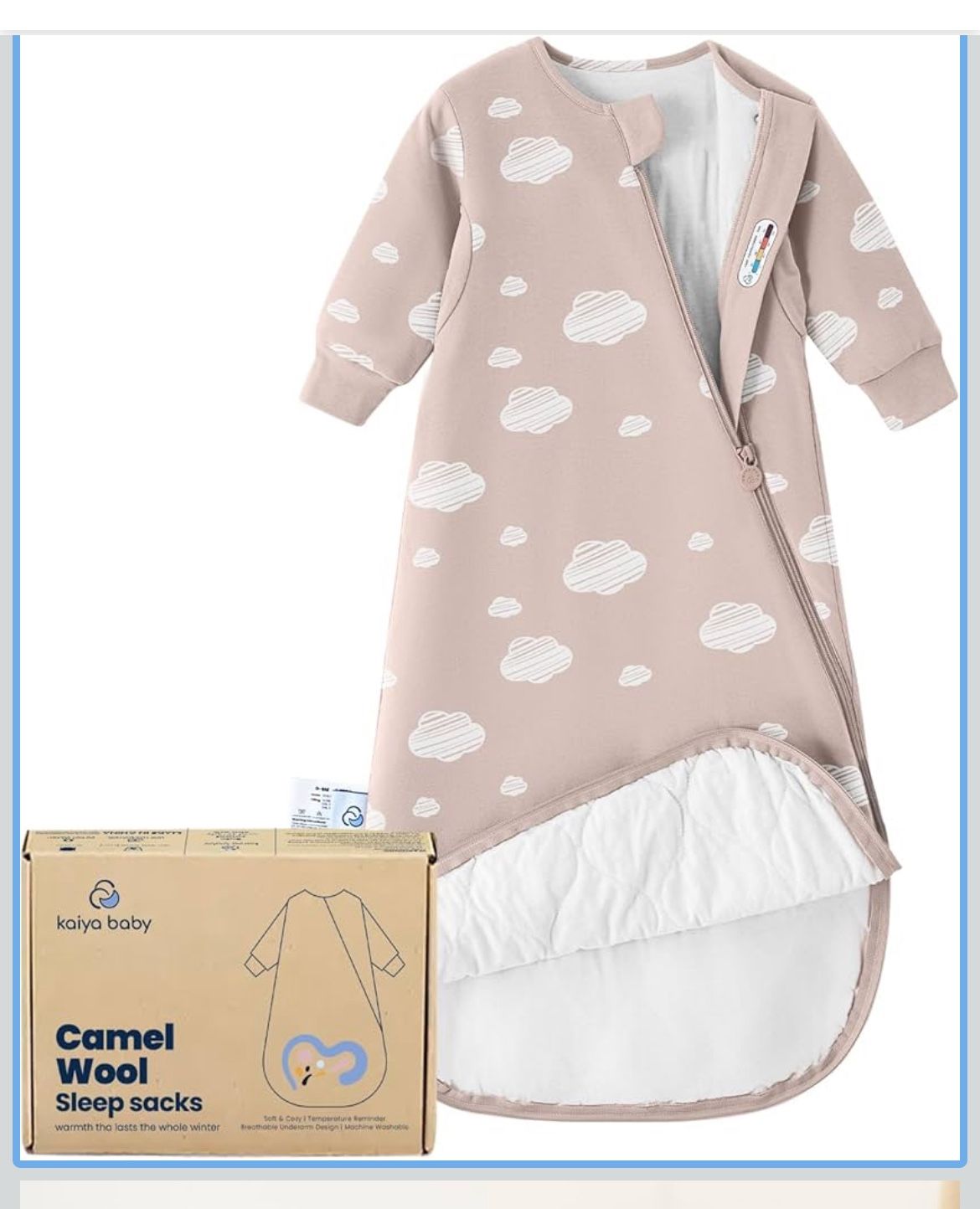 kaiya baby Unisex Sleeping Bag for Babies and Toddlers 1.0 Tog Sleep Sack 6-18 Months, Baby Sleep Sack, Newborn Sleep Sack, Wearable Blanket Baby, One