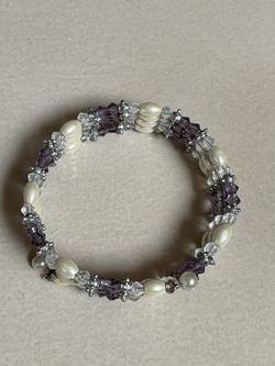 Vintage Magnetic Bead Wrap Bracelet or Necklace. Purple & Clear