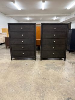 $160 Each - 2 Matching Tall 5 Drawer Dresser Chests