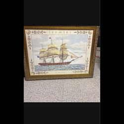 Vintage Windsor Castle Clipper Ship Print With Beautiful Frame 