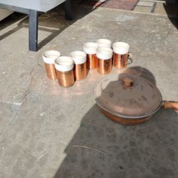 Copper Mugs And Pan