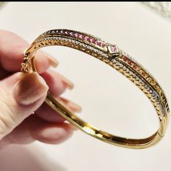 14K Gold Multi Color Sapphire- Diamond 7” (1980s) Bracelet. Gold  $3300 ounce.