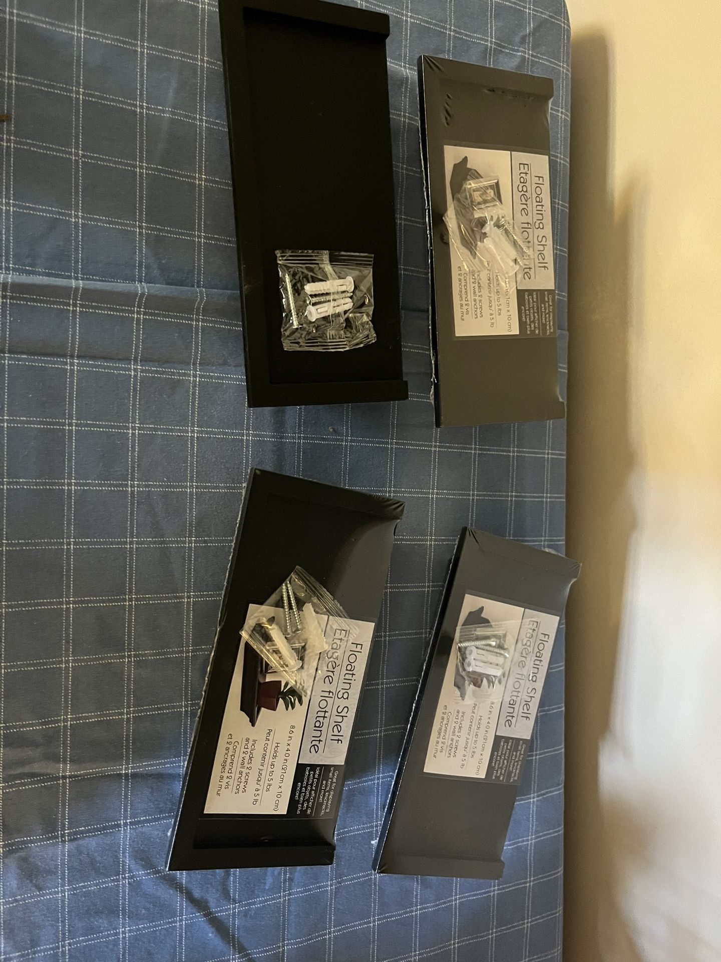 Set of 4 Small black floating shelves