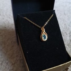 Vintage Topaz Necklace With Gold Plated Chain