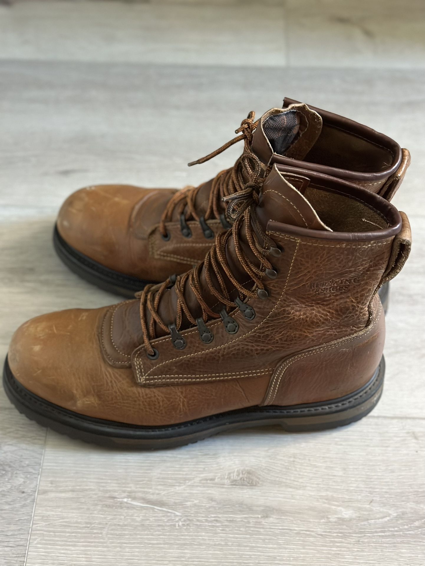 Red Wing ANSI Z41 PT91 MI/75 C/75 Brown Leather Steel Toe BOOTS