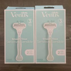 Gillette Venus Smooth Sensitive Razor W/2 Cartridges $8.50 Each 