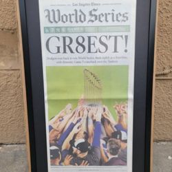 2024 Dodgers Framed Championship Newspaper Copy