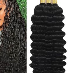 Human Braiding Hair for Boho Braids 120g 20 Inch 12A Deep Water Wave Bulk Human Hair