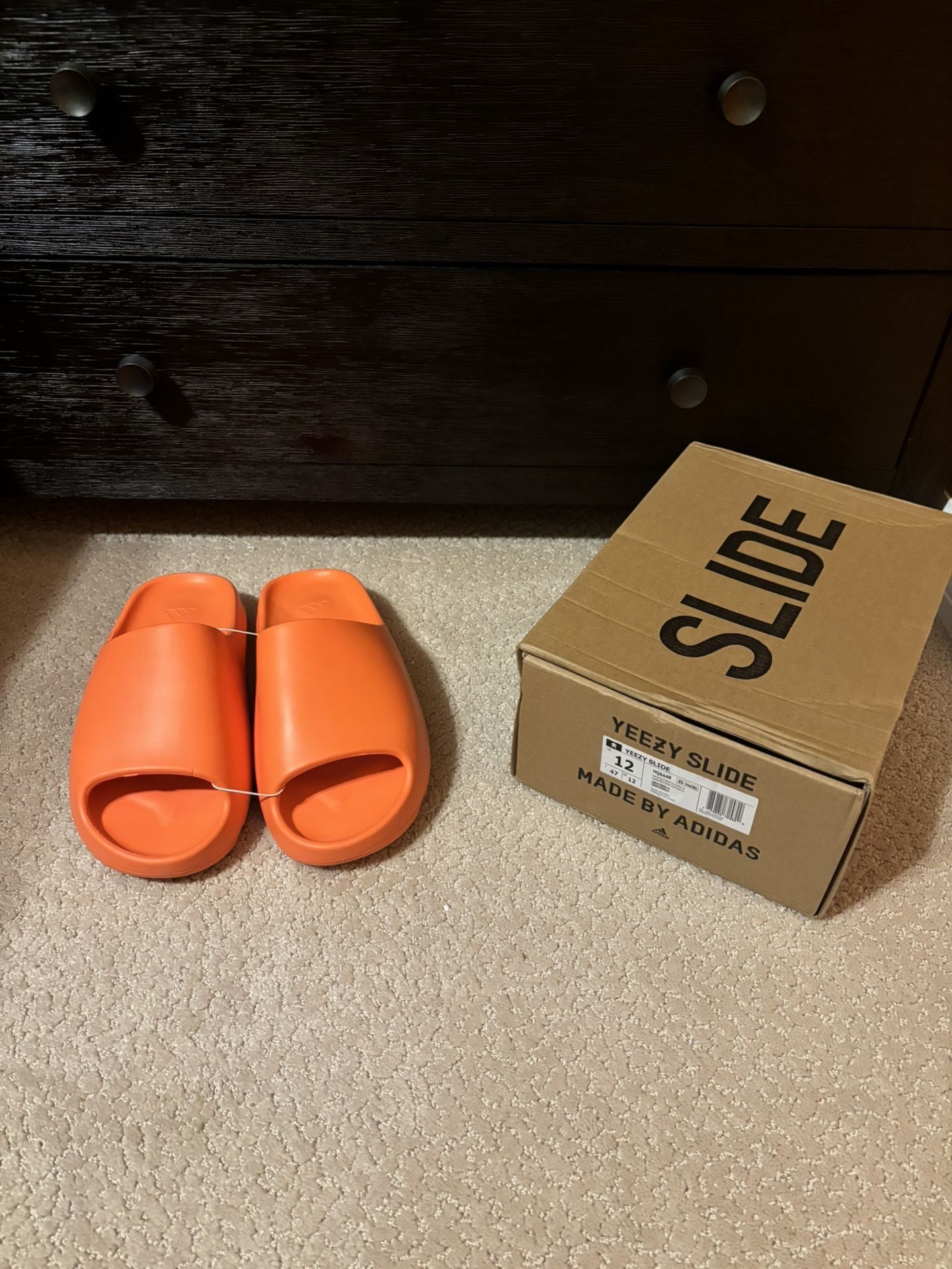 Enflame Orange Yeezy Slides