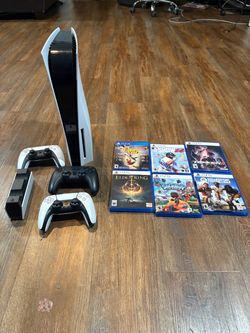 PS5 Disc Edition 825GB Bundle – 3 Controllers + 6 Games + Charging Station