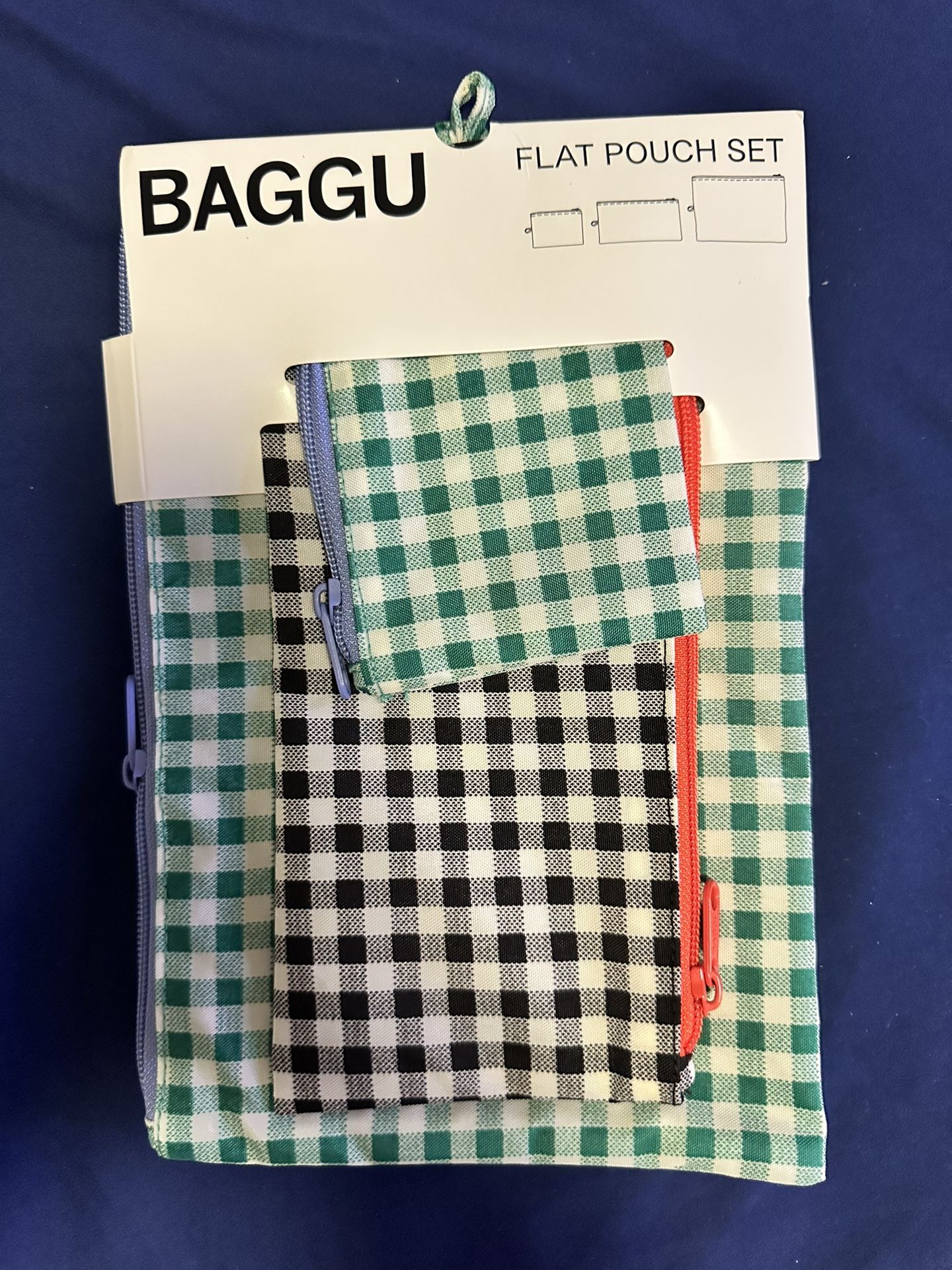 Baggu Flat Pouch set - Plaid