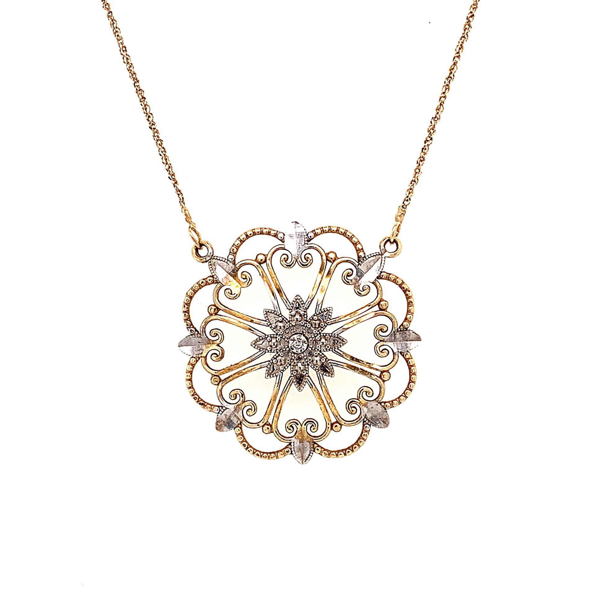 10k Diamond Flower Necklace