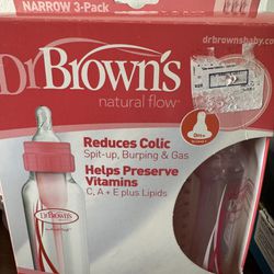 New Open Box 3 Pk Dr Browns Bottles Pink