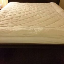 Queen size Sligh. Bed frame with (head board , foot board and rails +slates) mattress, box spring, dresser, side table (Ashley Furniture ).