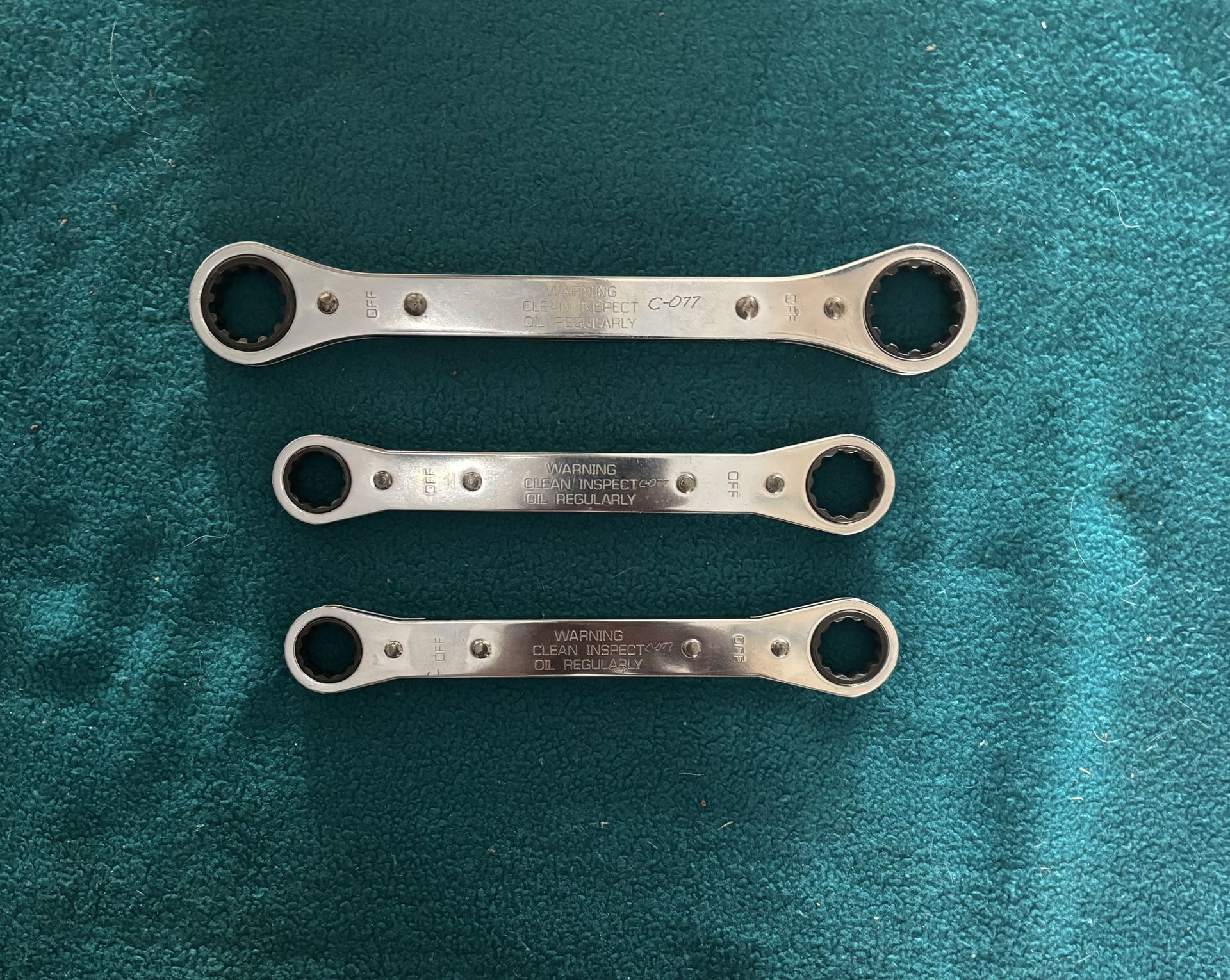 Snap On 12point SAE 0deg. Offset Ratcheting Box Wrenches