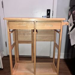 Wood Drop Leaf Kitchen Cart
