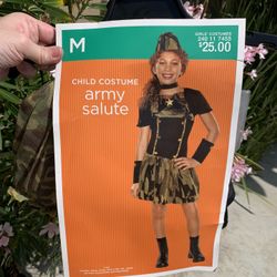 Girls Army Salute Halloween Costume Medium