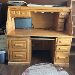 Roll Top Desk And Bookcase