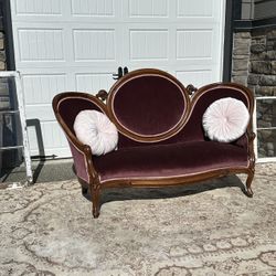 Vintage Plum Velvet Couch 