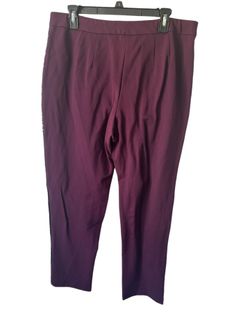 Joan Rivers Regular Signature Knit Ankle Pants w/ Sequin Strip Dark Raisin Sz L  Comes from a pet and smoke free home.  Measurements are in the pictur